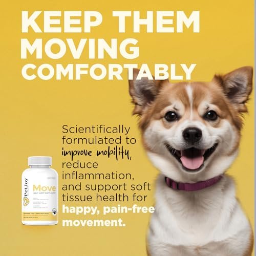 PetJoy Mobility Chews for Dog Arthritis Pain Relief - Hip and Joint Supplement for Dogs Senior and Large Breeds Glucosamine Chondroitin Joint Health Support (60 Chewable Bacon Treats)