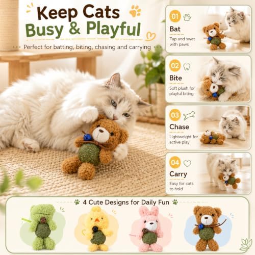 Cat Toys with Catnip Kitten Chew Bite Supplies Boredom Relief Fluffy Kitty Teeth Cleaning Chewing Cat Lovers Interactive Plush Gift (New Forg)