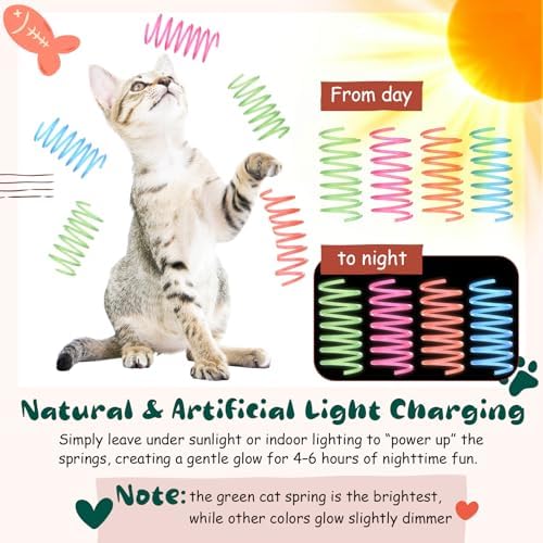 Sosation 100 Pcs Glow in The Dark Springs Cat Toys Kittens