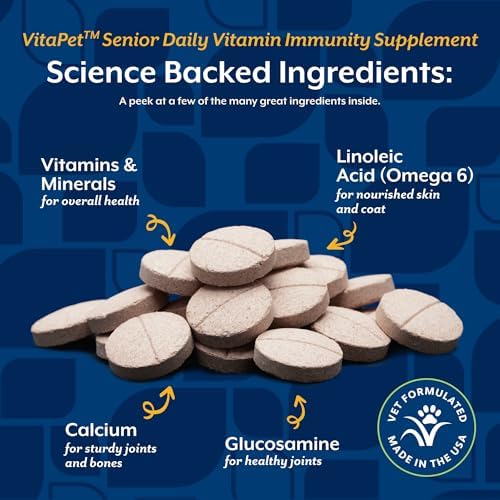 NaturVet VitaPet Senior Daily Vitamin Dog Supplements - 60 Ct