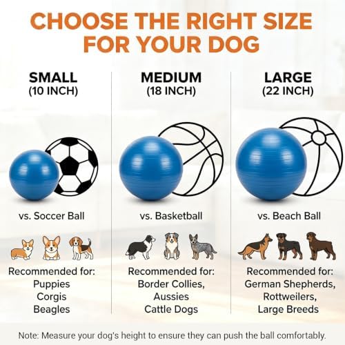 10/18/22" Herding Ball for Dogs & Horses - Tear-Resistant Inflatable Toy with Heavy-Duty Handle Cover & Pump - Durable Exercise Ball for Large Pets (Large)