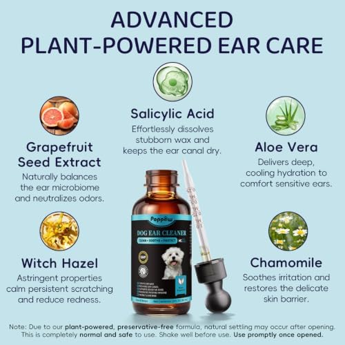Dog Ear Cleaner, Natural Ear Drops for Dogs, 60-Day Servings
