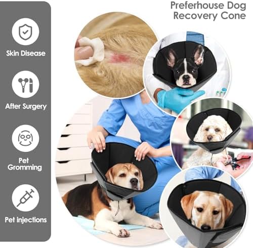 Dog Recovery Collar Cone for Medium Dogs, Adjustable Dog Cone Alternative