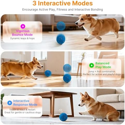 Interactive Dog Ball Toys Electric Automatic Moving Dog Toys to Keep Them Busy Rechargeable Smart Rolling Squeaky Ball for Large