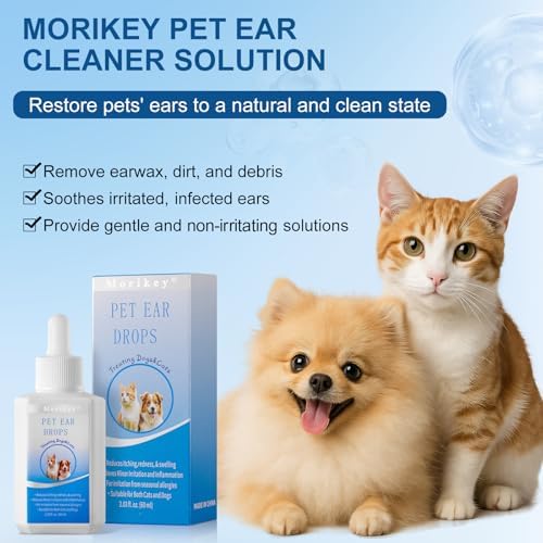 Dog Ear Drops, Pet Ear Infection Treatment, Dog & Cat Ear Cleaner, Ear Wax Removal, Itchy Ear & Ear Mites Relief, 2.03oz/60ml