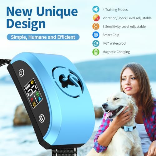 Automatic No-Bark Collar for Medium Dog - Adjustable Sensitivity Levels | Rechargeable Dog Bark Collar with Smart Recognition Chip, Humane Progressive Beep/Vibration Control, IP67 Waterproof