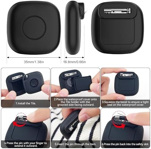 2-Pack Waterproof Silicone Case with Pin for Tile Mate 2024/2022 – Hidden GPS Tracker Holder for Kids, Teens, Elderly, Pets, Bags, Luggage – Anti-Lost & Anti-Scratch Cover – Black/White