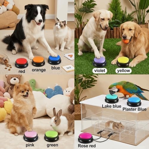Reusable Dog Training Buttons Recordable Sound Generator for Pet Communication, Durable ABS with 3.15 Inch Design for Small Medium Dogs(Rose Red)