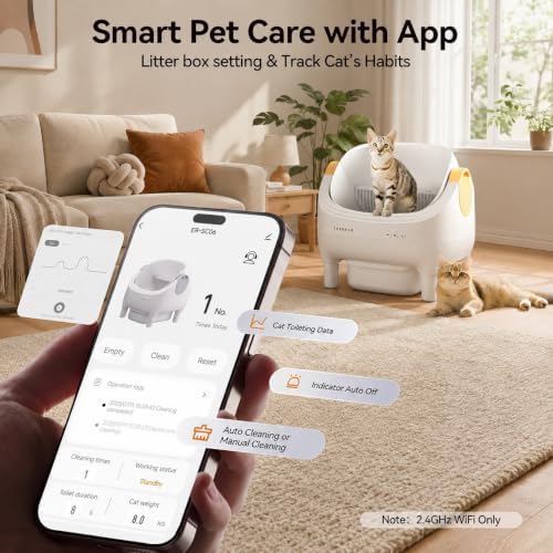 Thereye Automatic Litter Box, Open-Top Design & Anti-Pinch Safety