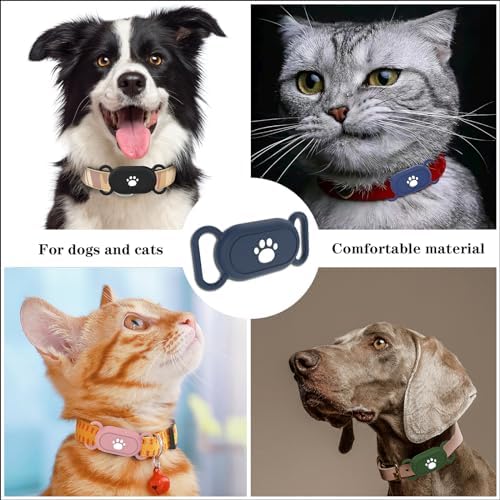 2 Pack Waterproof Dog Collar Compatible with Samsung Galaxy SmartTag2 | Silicone GPS Tracker Hidden Loop Holder for Smart Tag2, Anti-Lost Collar Tag2 Paw Case (Blue Grey)