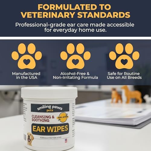Smiling Paws Otic Cleanser Ear Wipes for Dogs, 100 Count