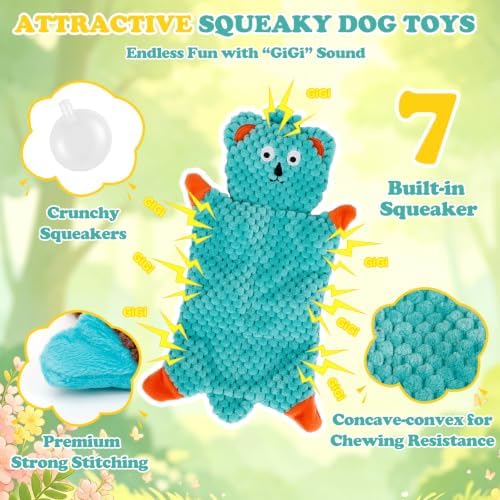 No Stuffing Squeaky Dog Toys for Small Medium Large Dogs, 5 Pack Durable Plush Puppy Chew Toys for Teething and Chewing, Interactive Dog Chew Toy to Keep Them Busy