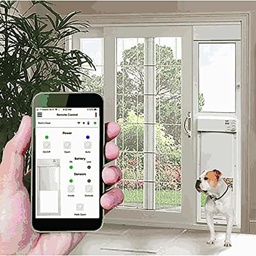 Power Pet WiFi Automatic Sliding Glass Patio Pet Door by High Tech Pet - Pet Operated Dog Door for Cars and Dogs up to 30 lbs. Heavy-Duty Aluminum Frame (92 3/4-96"), Safe, Air Tight, Easy Install