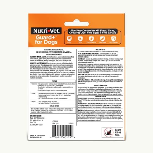 Nutri-Vet Guard+ Spot On for Dogs 5-22 lbs, Flea Treatment, 3 Doses