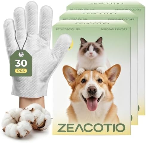 ZeaCotio Pet Wipes for Dogs and Cats, 30PCS Pet Glove Wipes for Paws, Coat, Face and Butt, Thick Soft Dog Wipes and Cat Wipes for Daily Cleaning, Travel and Outdoor Use
