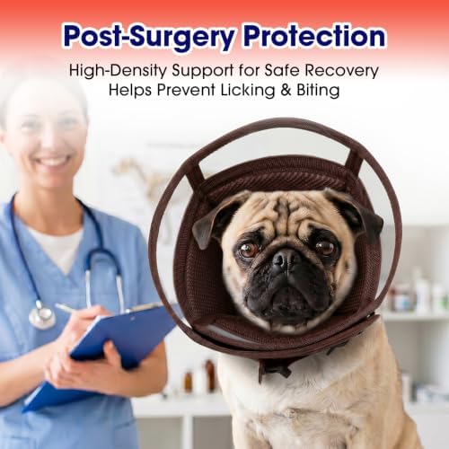 Soft Dog Recovery Cone Collar – Adjustable Transparent E-Collar Alternative for Large Dogs After Surgery | Anti-Lick, Soft Padded Neck, Comfortable Pet Recovery Cone for Eating & Sleeping, L