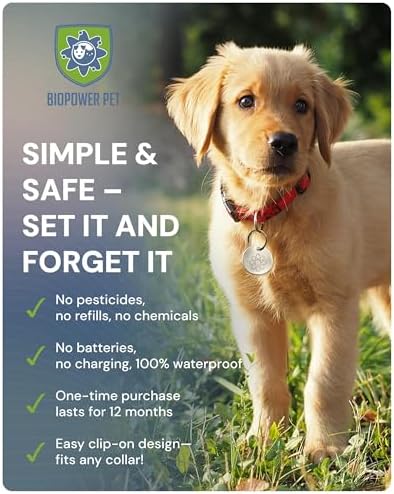 Shield Tag - Natural Flea & Tick Repellent Collar Tag for Dogs & Cats - Waterproof, Lasts 12 Months - Stainless Steel Pendant - Small Tag (<10 Lbs)