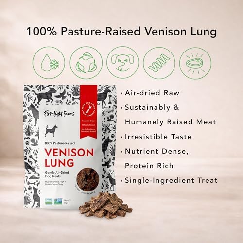 First Light Farms Venison Lung Freeze-Dried Dog Treats, High Protein, 1.8oz