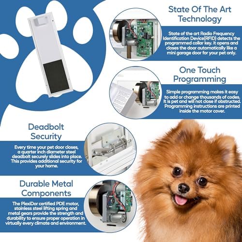 PlexiDor Performance Pet Doors Electronic Dog Door Large White Wall Mount
