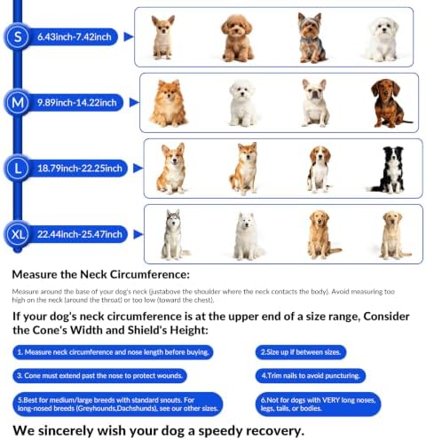 2-in-1 Inflatable Dog Cone Collar, Transparent Anti-Licking Shield with Detachable Soft Padding, Adjustable Elizabethan Collar for Small, Medium, Large Dogs and Cats (M)
