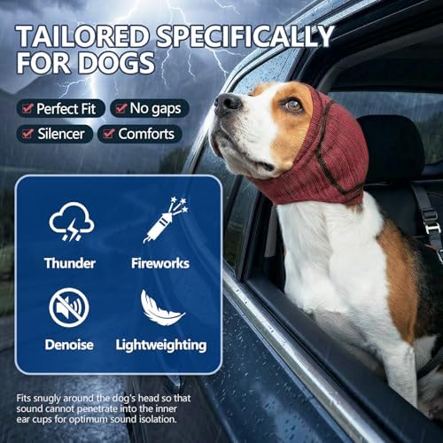 Dog Calming Ear Cover for Fireworks & Thunderstorm Noise Protection, Large