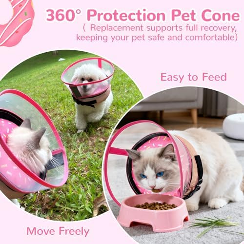 Inflatable Dog Cone Collar with Anti-Licking Clear Shield, for Dogs Cats