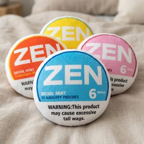 Zen-Pouchy Funny Dog Toy Squeaker - Hilarious Parody Nic Pouch Plush Toy - Durable Interactive Dog Toy for Small, Medium Dogs (Yellow)