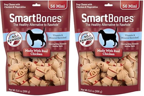 SmartBones Mini Bones with Real Chicken, Rawhide-Free Chews for Dogs, 56 Count (Pack of 2)