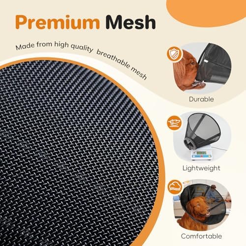 Breathable Mesh Dog Cone Collar for Surgery, Soft Elizabethan Recovery Alternative to Stop Licking,Pet Neck Collar for Large Medium Small Breeds