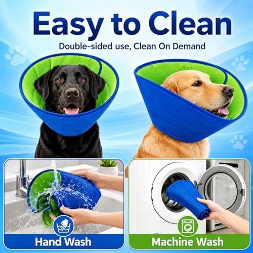 Soft Dog Cone Collar After Surgery, Adjustable Pets Recovery Cone for Large/Medium/Small Dogs to Stop Licking, Comfortable Elizabethan Collar for Spay Neuter Recovery and Neck Protection (L)
