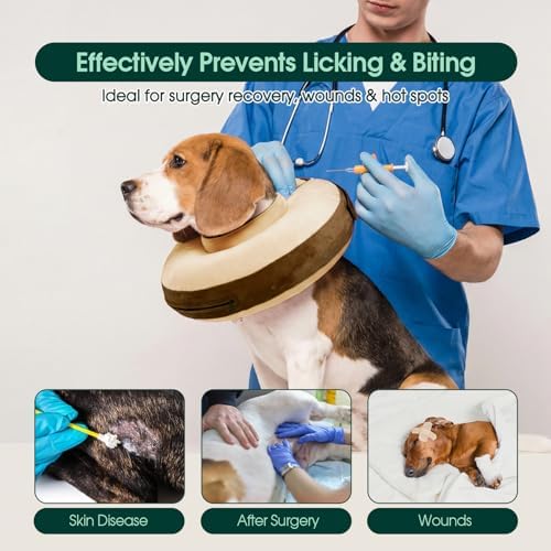 Kuoser Inflatable Dog Cone Collar, Dogs Donut Collar to Stop Licking, S