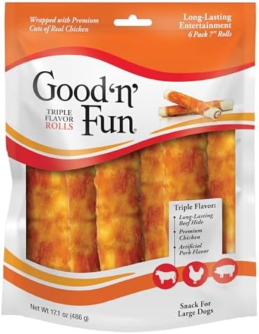 Good 'n' Fun Roll Long-Lasting Dog Treat for Large Dogs, 6 Count