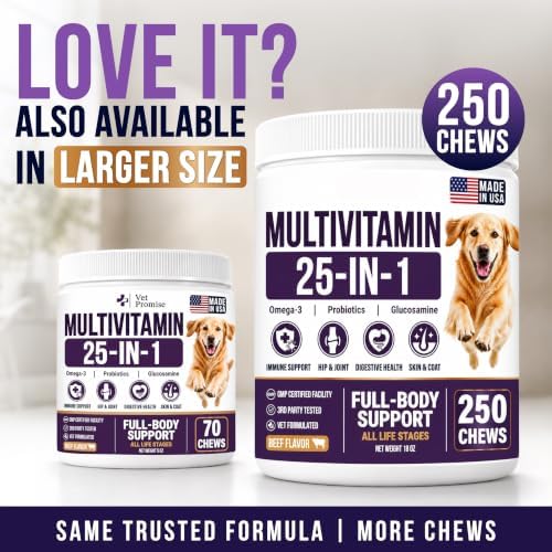 25-in-1 Dog Vitamins and Supplements, Dog Multivitamin Chews w/Glucosamine
