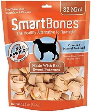 SmartBones Mini Bones Rawhide-Free Dog Treat, Real Sweet Potato, 32 Count