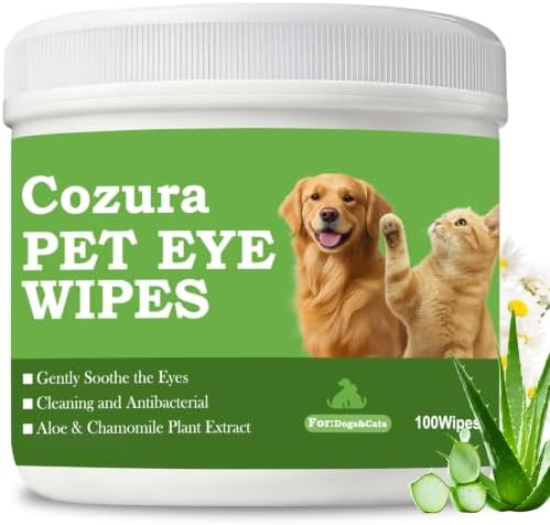 Dog Eye Wipes, Tear Stain Remover for Dogs & Cats - 100ct Hypoallergenic Pet Eye Cleaning Pads for Crust, Gunk & Discharge - Gentle Puppy Grooming Wipes for Sensitive Eyes, Wrinkles & Folds