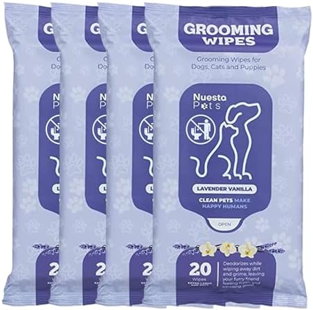 Pets XL Hypoallergenic Lavander Dog Grooming Cleaning Cloths 4 Pack