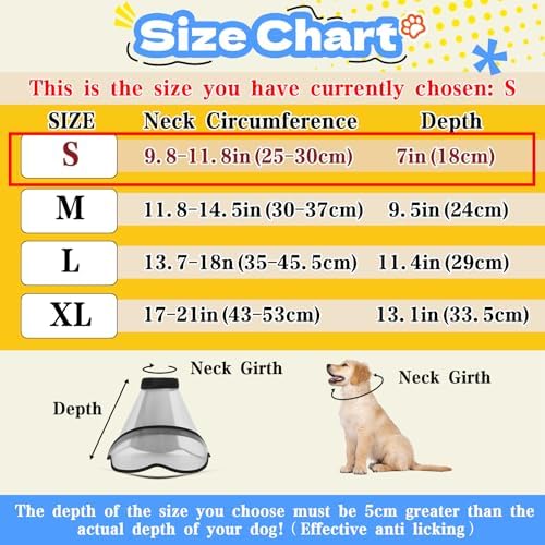 Upgraded Dog Cone Collar for Dogs After Surgery, Adjustable Dog Cone Collar for Large Medium Dogs,Breathable Elizabethan Pet Recovery Collar(Size:S)