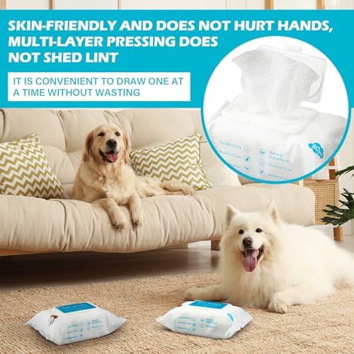 Treela 10 Pack Dog Pet Wipes, 80 Count Paws Body, Coconut
