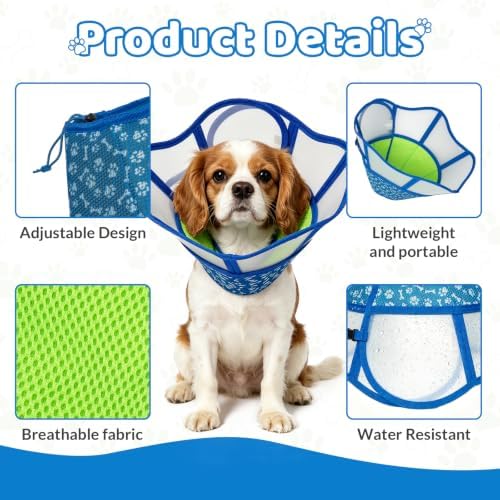 Upgraded Dog Cone Collar After Surgery,Soft Breathable Dog Cone with Double Layer Design,Adjustable Transparent Recovery Collar,Elizabeth Cones Alternative for Large Medium,Small Dogs (L)