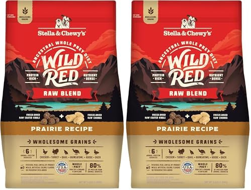 Stella & Chewy's Wild Red Dry Dog Food Raw Blend High Protein Wholesome Grains Prairie Recipe, 3.5 lb. Bag (Pack of 2)