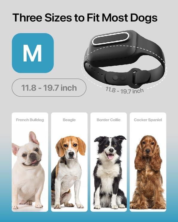 Dog Bark Collar Shock Vibration Beep: High Sensitive Barking Control Collar with Replaceable Battery for Small Medium Large Dogs (Medium)
