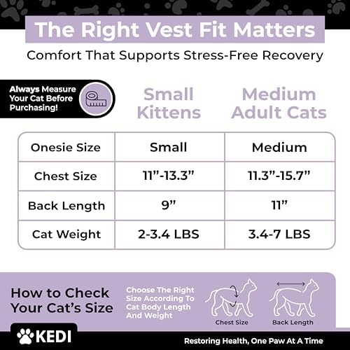 Cat Recovery Cone and Vest Kit After Surgery, Stop Licking, Black Medium