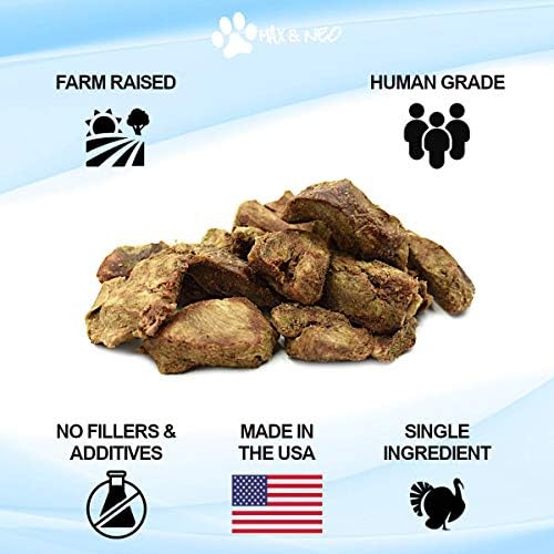 Max and Neo Freeze Dried Turkey Heart Dog Treats - Single Ingredient, Small Farm, Antibiotic Free, Human Grade Turkey Grown in the USA - We Donate 1 for 1 to Dog Rescues for Every Product Sold
