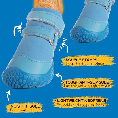 Dog Shoes for Small Dogs, Light Blue, Size 2
