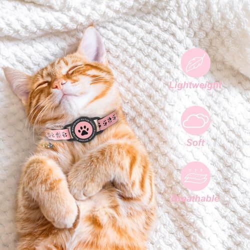 GPS Cat Tracker Collar (iOS & Android), No Monthly Fee Pet GPS Tracker Pink
