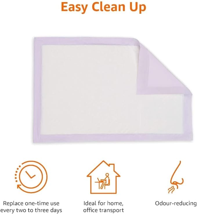 Amazon Basics Cat Litters Pee Pads, 20 Count, Universal Fit for Litter Box, Odor Control with Lemon Scent, Purple and White