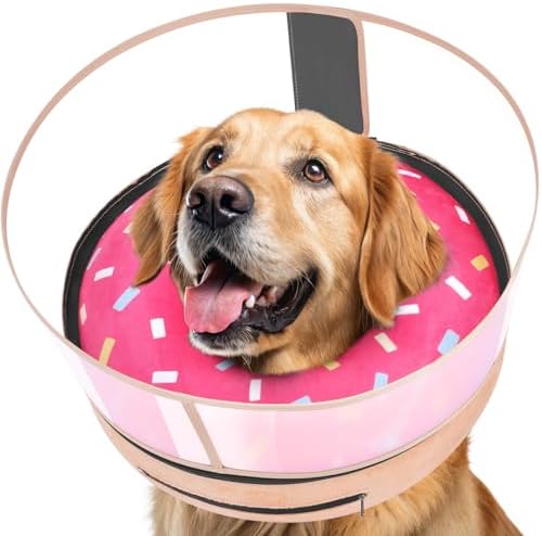 Inflatable Dog Cone with Anti-Licking Clear Shield,Fits Medium Dogs