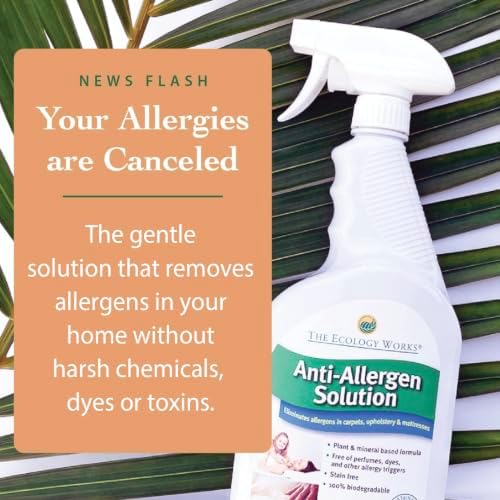 The Ecology Works- Plant-Based Dog & Cat Allergy Spray, Dander Remover & Dust Mite Waste Reducer for Relief from Allergies - Cleans Home, Bedding & Furniture Naturally, Fragrance-Free