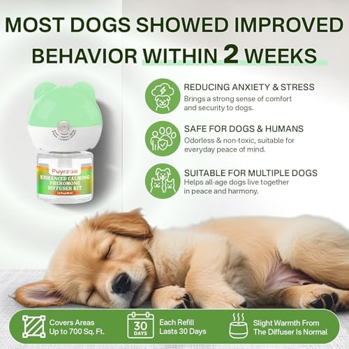 puyrzoe Dog Calming Diffuser, Dog Pheromone Diffuser, 1 Plug-in + 2 Refills