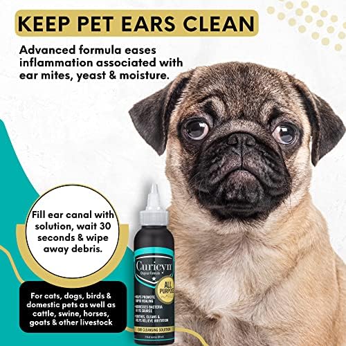 Curicyn Dog Ear Infection Treatment (3oz) - Dog Ear Cleaner - Dog Ear Cleaning Solution - Cat Ear Cleaner - Ear Drops for Kittens, Dogs & More